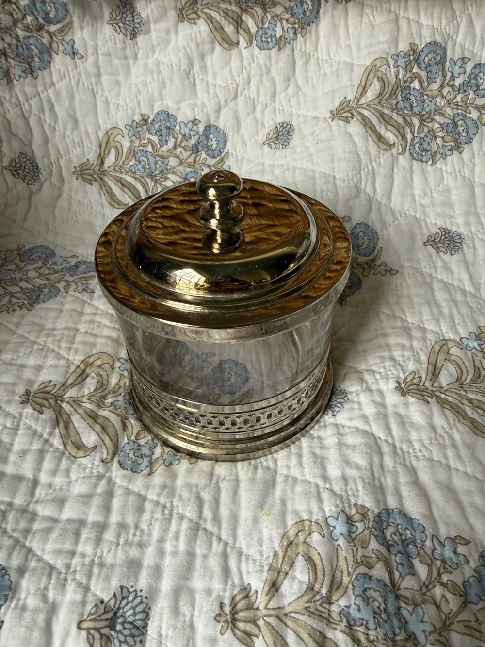 Pottery Barn Silver-Tone Decorative Lidded Canister